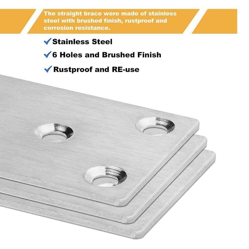 20pack 3x1.5inch Flat Mending Plates Flat Bracket,stainless Steel Mending Joining Plates Repair Fixi
