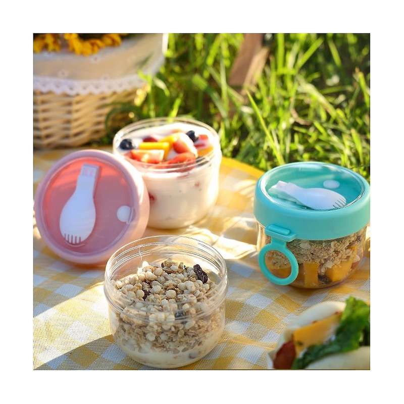 20oz Overnight Oats Container with Lid and Spoon - Portable Oatmeal Breakfast Cup for On-the-go
