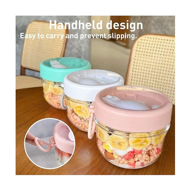 20oz Overnight Oats Container with Lid and Spoon - Portable Oatmeal Breakfast Cup for On-the-go