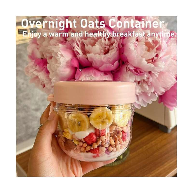 20oz Overnight Oats Container with Lid and Spoon - Portable Oatmeal Breakfast Cup for On-the-go