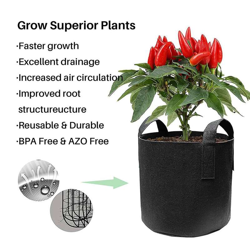 20-pack 2 Gallon Grow Bags, Fabric Pots Container Aeration Fabric Pots with Handles, Pot for Plants