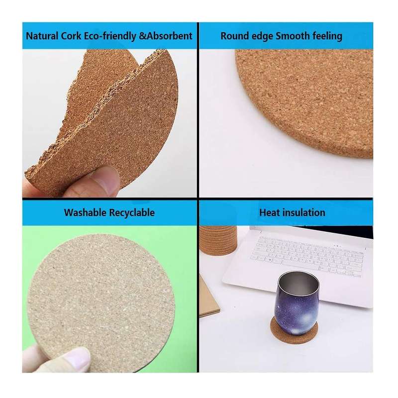 20Pack Cork Coasters for Drinks,Bar Coasters Absorbent Heat Resistant Reusable Saucers for Drink Win