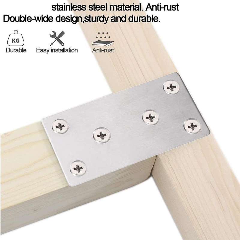 20pack 3x1.5inch Flat Mending Plates Flat Bracket,stainless Steel Mending Joining Plates Repair Fix