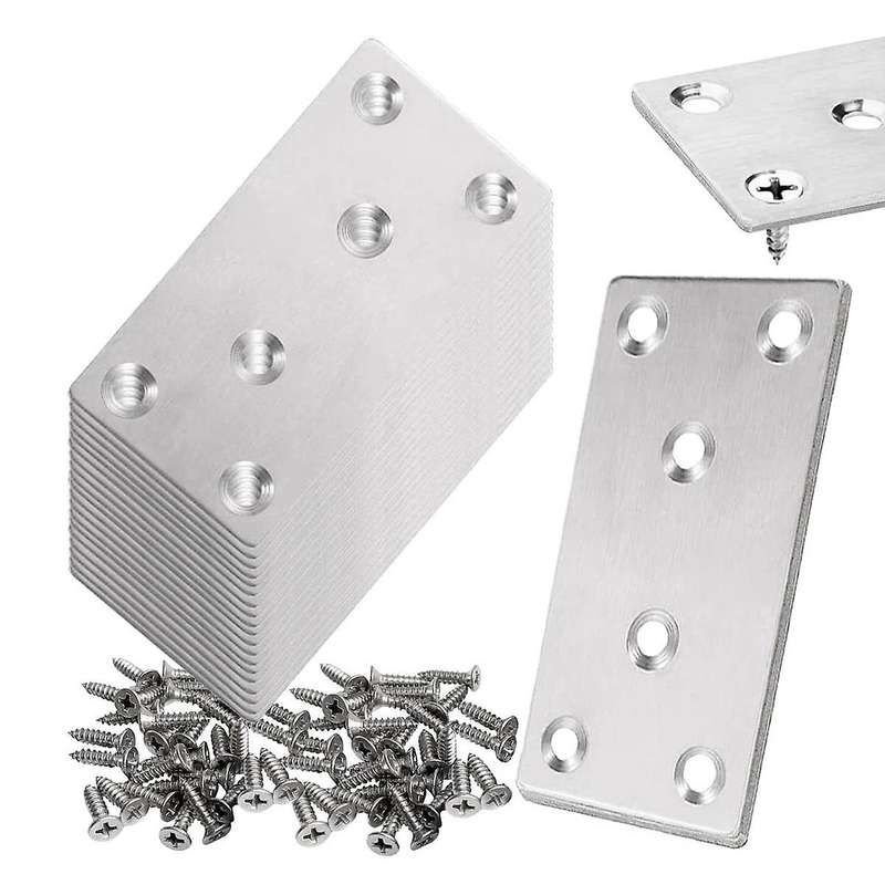 20pack 3x1.5inch Flat Mending Plates Flat Bracket,stainless Steel Mending Joining Plates Repair Fix