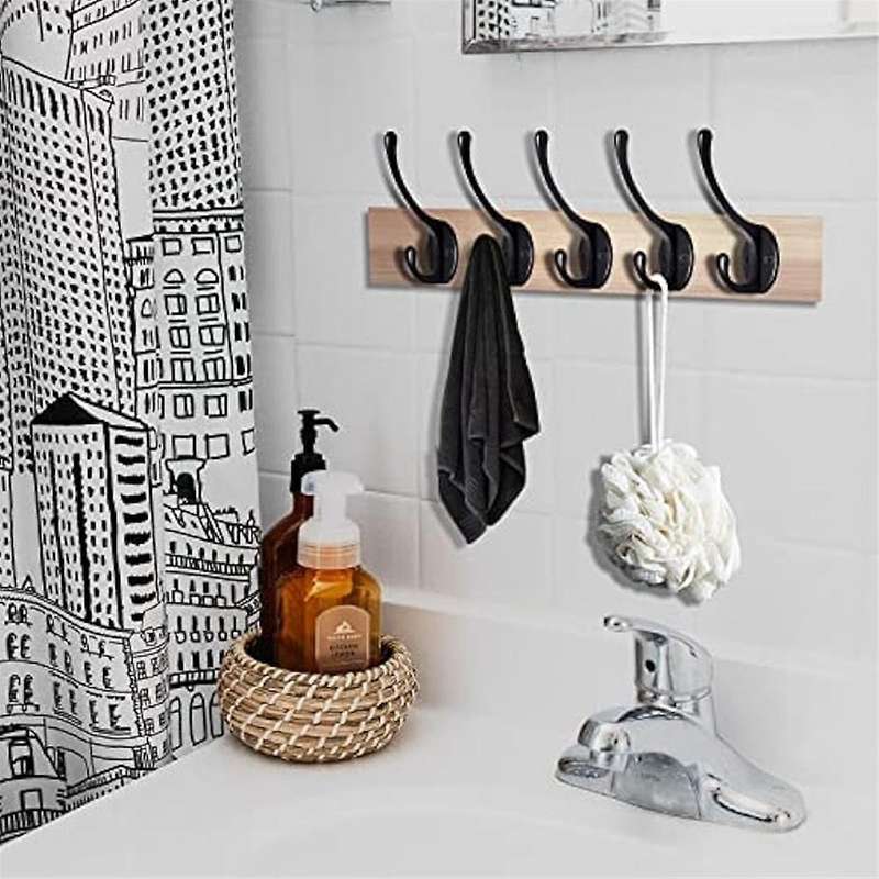 20pack Black Wall Hooks for Hanging, Metal Coat Hooks Wall Mounted, Retro Double Hooks Heavy Duty Ha