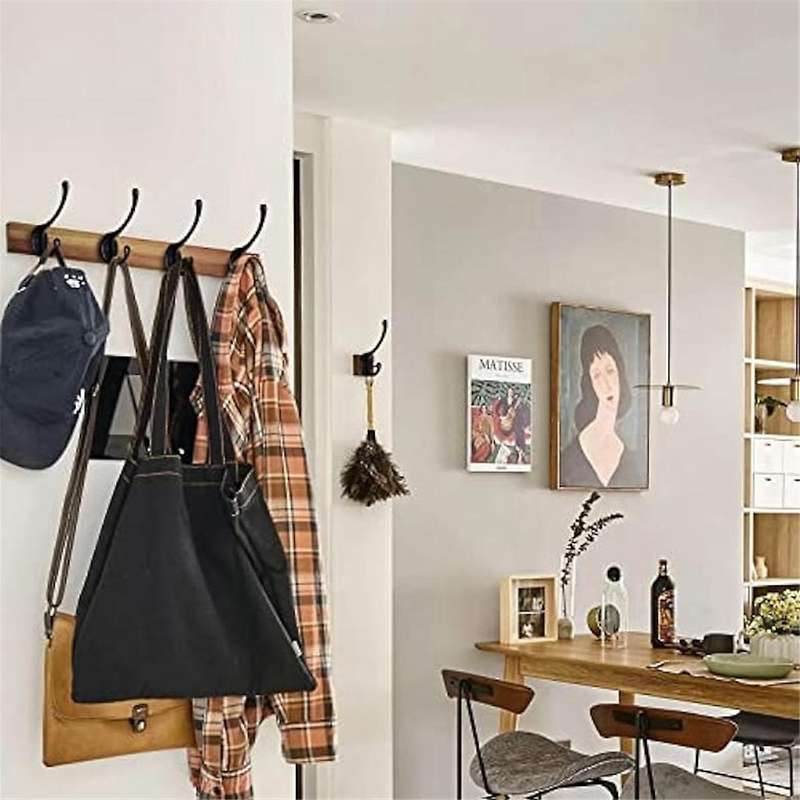 20pack Black Wall Hooks for Hanging, Metal Coat Hooks Wall Mounted, Retro Double Hooks Heavy Duty Ha