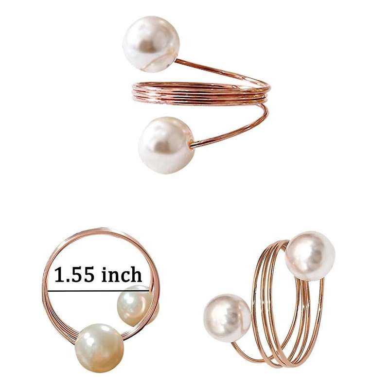 20pack Rose Gold Napkin Rings, Pearl Napkin Ring Set, Metal Spring Napkin Holder Table , Napkin Ring