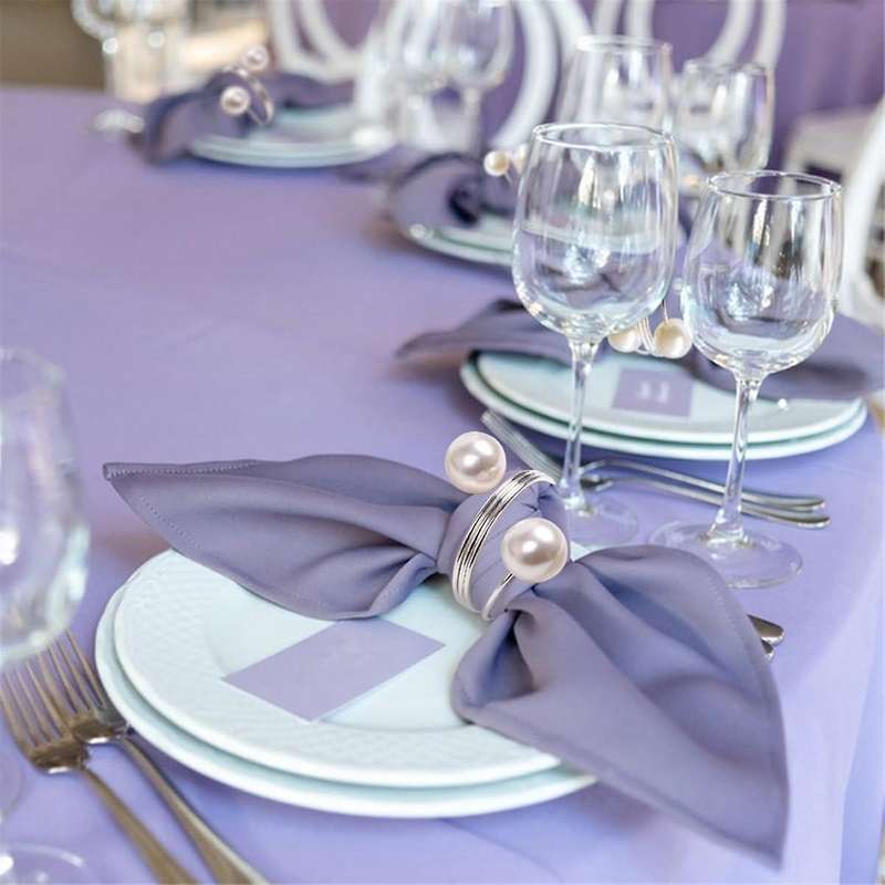 20pack Silver Napkin Rings, Pearl Napkin Ring Set, Metal Spring Napkin Holder Table , Napkin Ring Bu