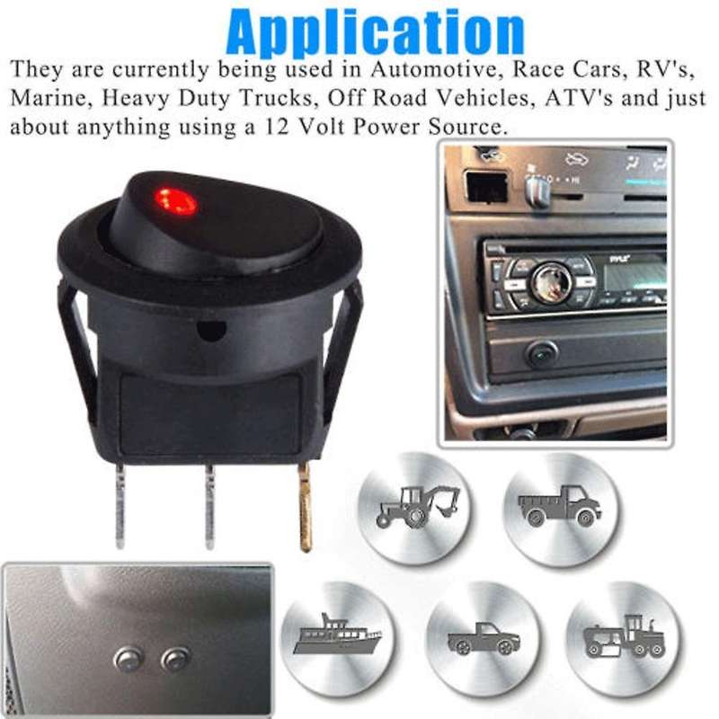 20PCS 12V ROCKER SWITCH Led Light Car Auto Boat Round ON/OFF SPST 20 AMP