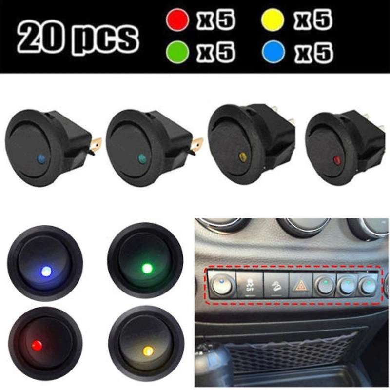 20PCS 12V ROCKER SWITCH Led Light Car Auto Boat Round ON/OFF SPST 20 AMP