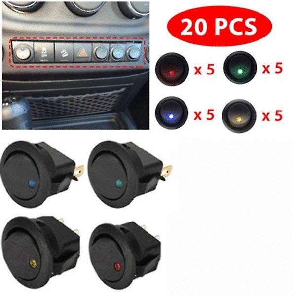 20PCS 12V ROCKER SWITCH Led Light Car Auto Boat Round ON/OFF SPST 20 AMP