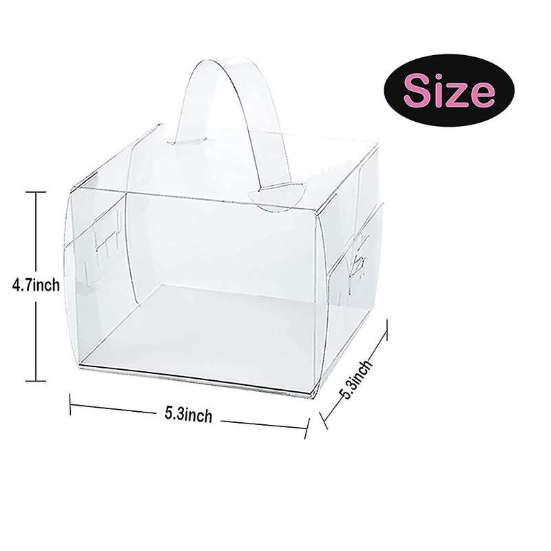 20pcs 13x13x13cm Clear Cake Boxes with Handles & Cake Boards, Forcakes, Desserts, and Cupcakes , Pa