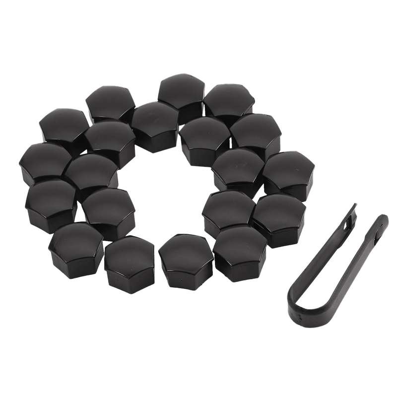20Pcs 21Mm Car Tire Wheel Black Nut Covers W/Removal Key Fit for Model S 12-17