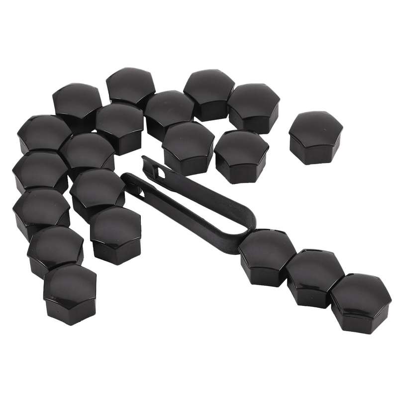 20Pcs 21Mm Car Tire Wheel Black Nut Covers W/Removal Key Fit for Model S 12-17