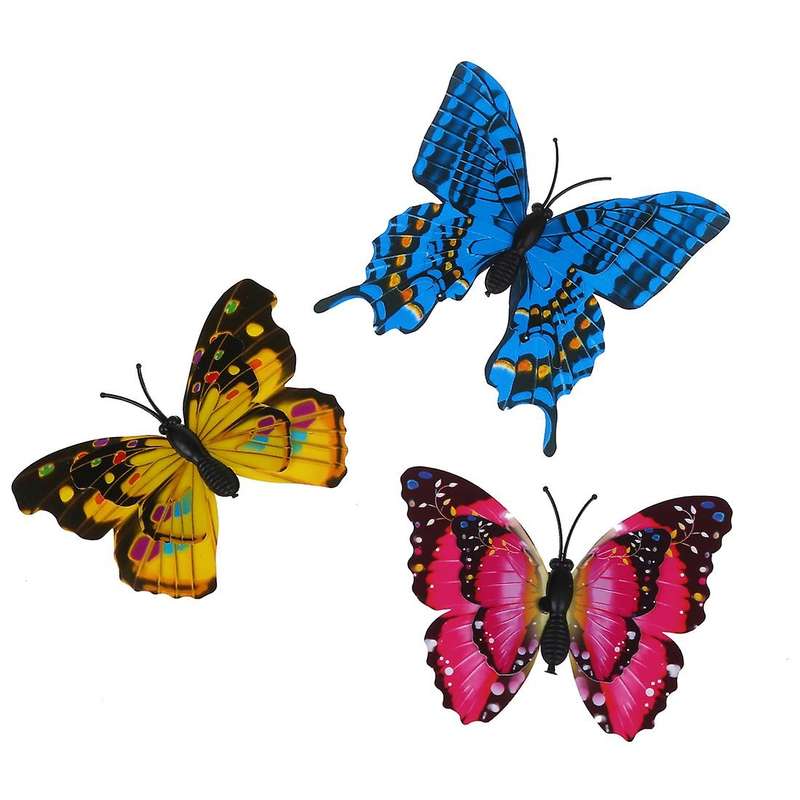 20pcs 7cm 3D Artificial Butterfly Pin Clip Double Wing for Home Christmas Wedding Decoration, Color