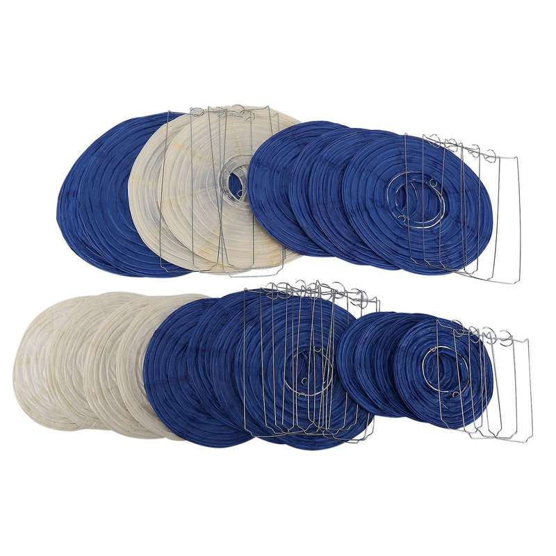 20pcs 6 Inch-12 Inch Paper Lanterns Assort with Size Navy Blue Beige Paper Lantern Lampion for Wedd