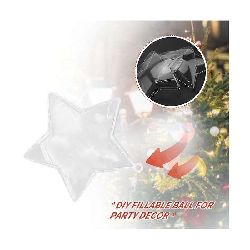 20pcs 80mm Diy Fillable Balls Clear Plastic Ornaments Balls Ornament Bauble Party Supplies (star Sh