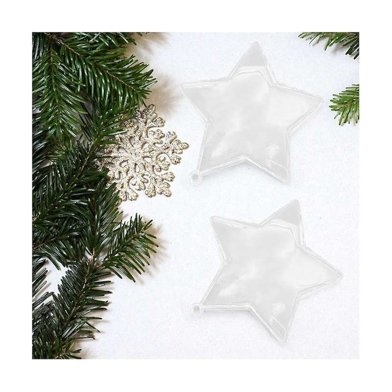 20pcs 80mm Diy Fillable Balls Clear Plastic Ornaments Balls Ornament Bauble Party Supplies (star Sh