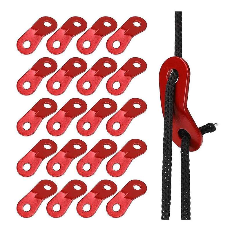 20PCS Aluminum Alloy Rope Tensioner Tent Guyline Cord Adjuster Dual Holes Wind Rope Tent Buckle Ult
