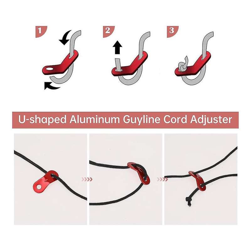 20PCS Aluminum Alloy Rope Tensioner Tent Guyline Cord Adjuster Dual Holes Wind Rope Tent Buckle Ult