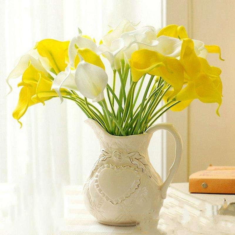 20pcs Artificial Calla Lily Artificial Flowers Bouquet with Stem for Wedding, Home, Party, Office A