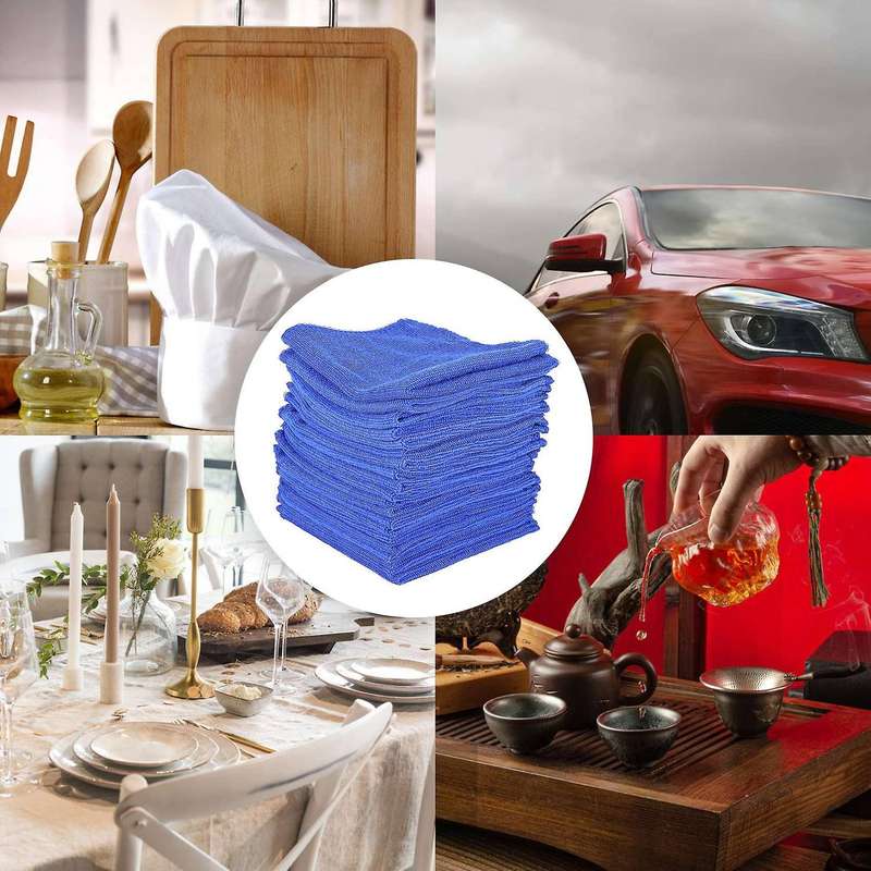 20pcs Absorbent Microfiber Towel Car Home Kitchen Washing Clean Wash Cloth Blue