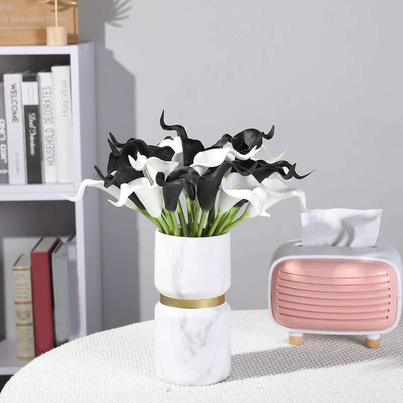20Pcs Calla Bridal Wedding Bouquet PU Artificial Flowers Arrangement for Home Office Party Decor(Bl