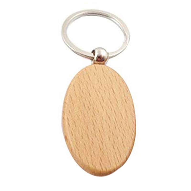 20pcs Blank Wooden Key Chain Diy Wood Keychains Key Tags Gifts Yellow Oval