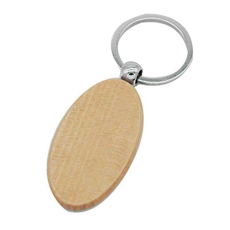 20pcs Blank Wooden Key Chain Diy Wood Keychains Key Tags Gifts Yellow Oval