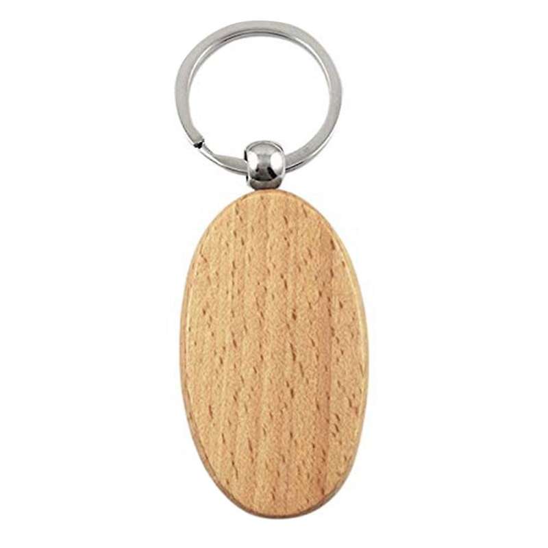 20pcs Blank Wooden Key Chain Diy Wood Keychains Key Tags Gifts Yellow Oval