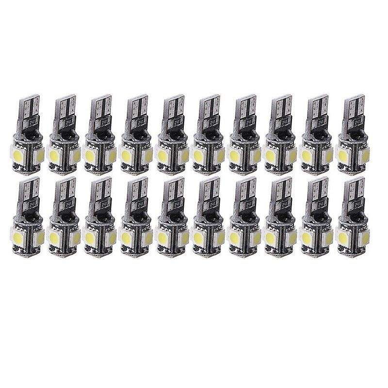 20Pcs Cool White T10 LED Bulb Car Interior License Light 2825 192 194 5050 5 SMD