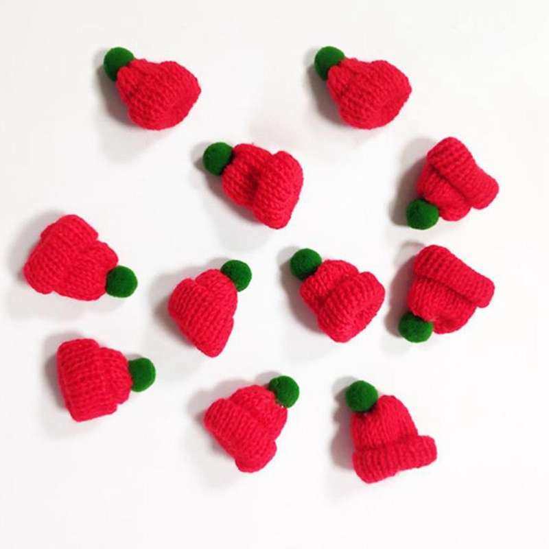 20pcs Christmas Miniature Hats Christmas Wine Bottles Decor Diy Mini Woolen Hat Knitted Little Chri
