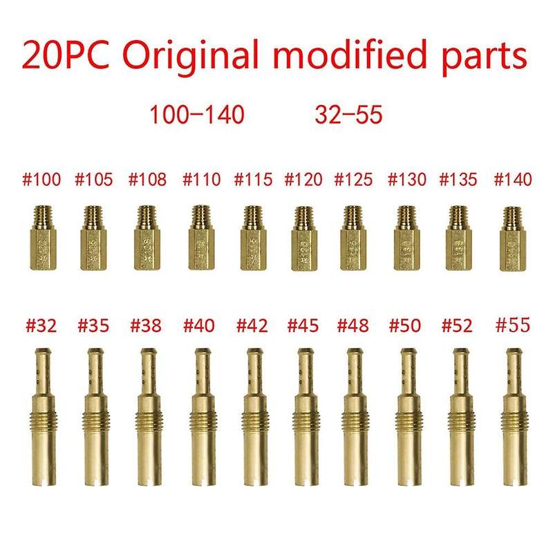 20PCS Copper Carburetor Main Jets+Slow Jets Kit for PWK for OKO Carbs Motorcycle Carburetor Accessor