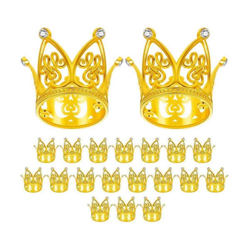 20pcs Crown Cake Topper Mini Baby Crown Gold Crown Cupcake Toppers for Birthday Party Baby Shower C