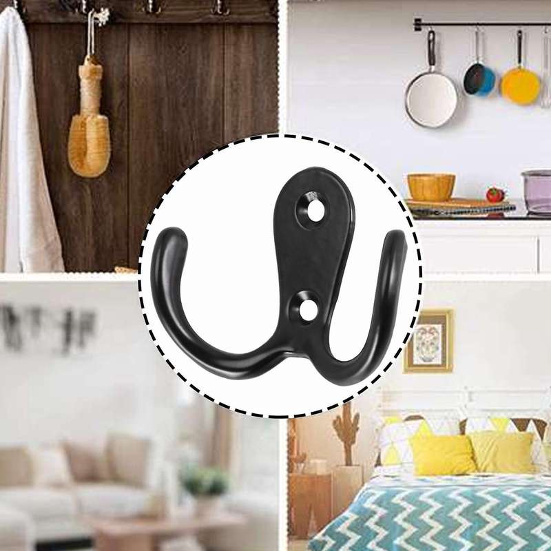 20pcs Double Robe Hooks Dual Coat Hooks Robe Retro Metal Cloth Hanger Wall