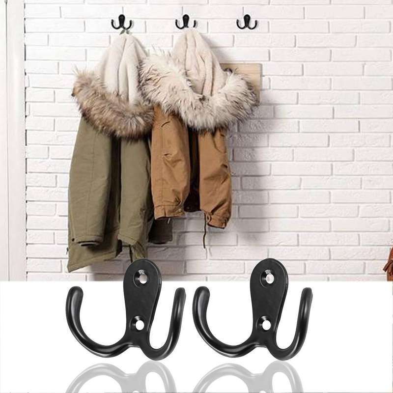 20pcs Double Robe Hooks Dual Coat Hooks Robe Retro Metal Cloth Hanger Wall