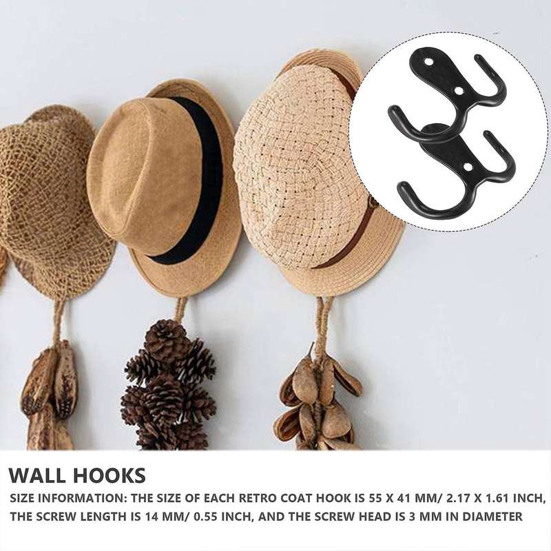 20pcs Double Robe Hooks Dual Coat Hooks Robe Retro Metal Cloth Hanger Wall