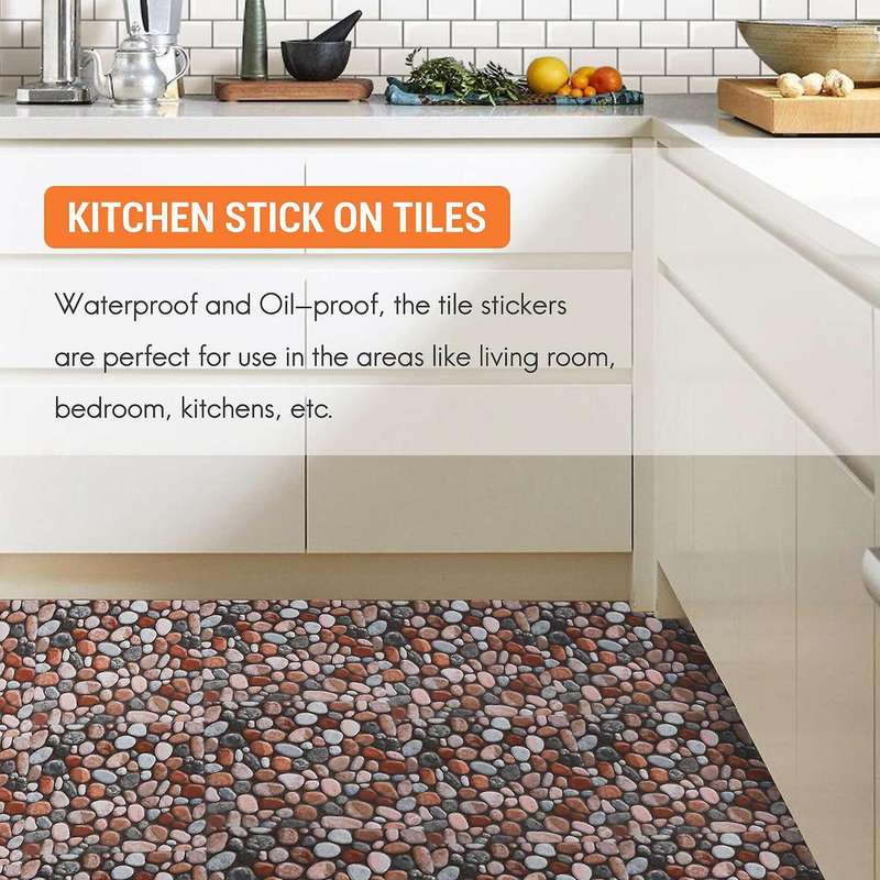 20pcs Diy 20cm Imitation Pebbles Decals Wall Tile Stickers 3d Stone Style Sticker Decor -adhesive-a