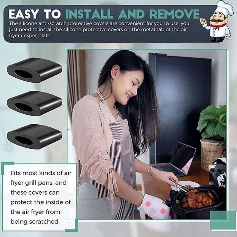 20PCS Fryer Rubber Bumpers Fryer Pieces Non-Scratch Protective Covers for AirFryer Grill Pan Kitche