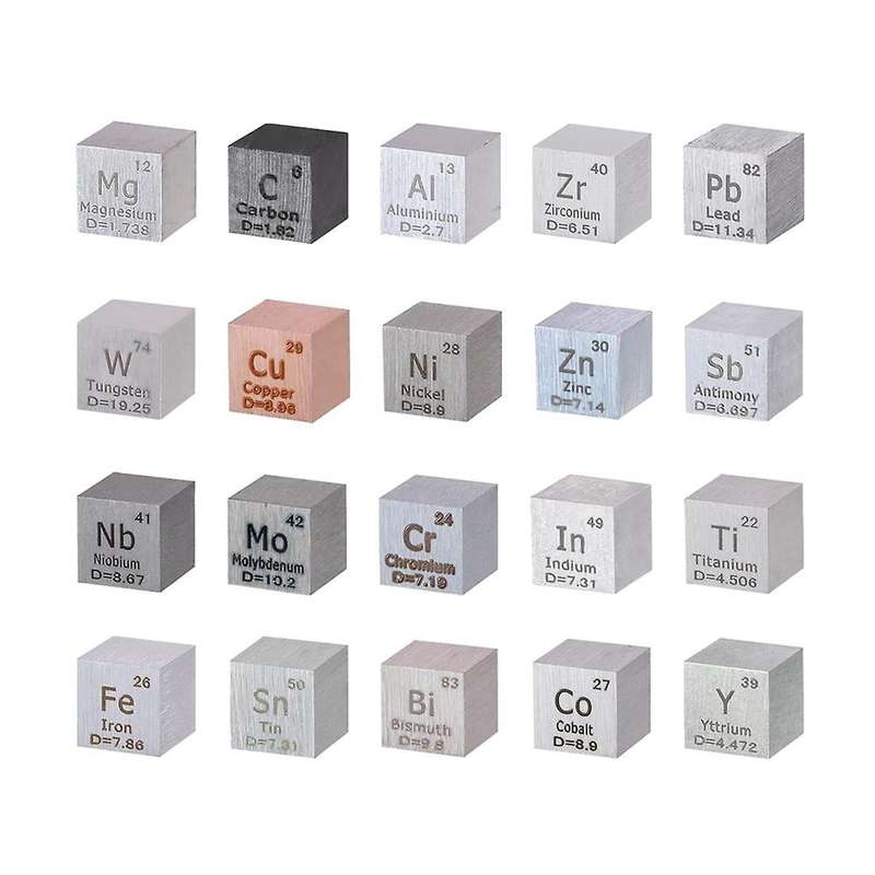 20pcs Elements Square Set-0.4inch(10mm) Sides-density Metal Square Up to 99.99% Purity for Periodic