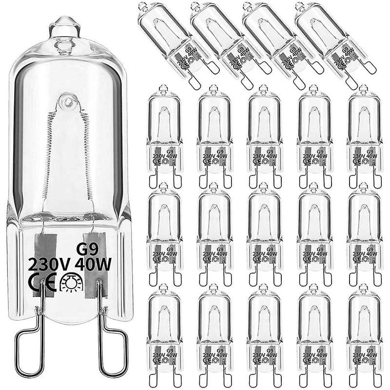 20Pcs G9 Halogen Light Bulbs,40W Clear Halogen Lamps Dimmable,Warm White 2800K for Chandeliers,Penda