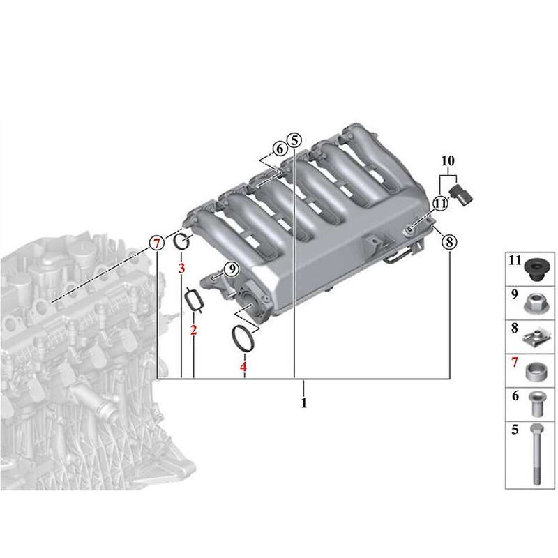 20Pcs Intake Manifold Seal Gasket Kit 11612246945 for 3 5 6 7 Series E61 E63 E70 E83 E90 E92 X3 X5