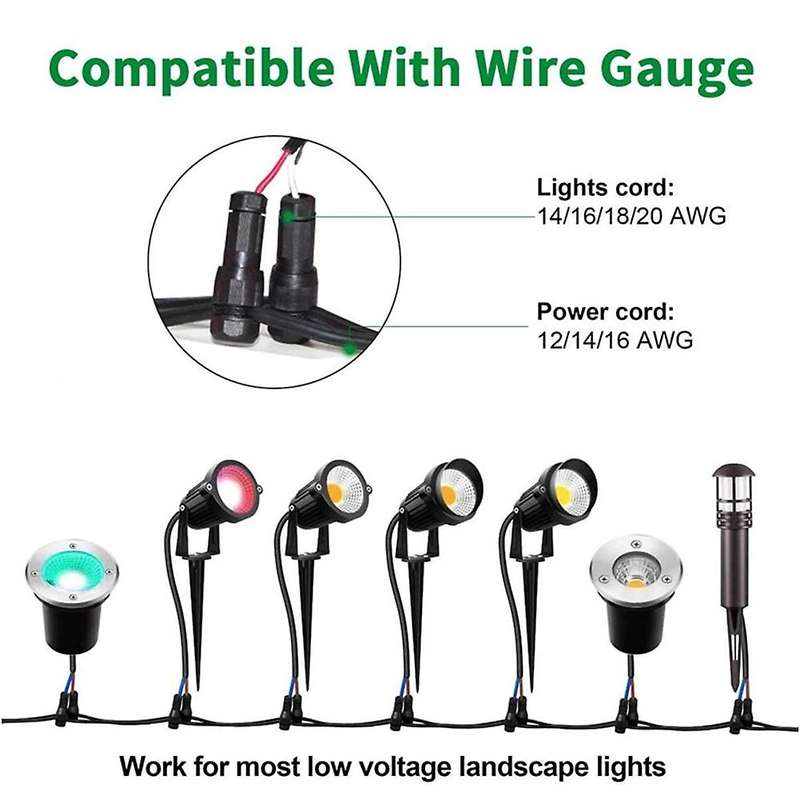 20pcs Low Voltage Wire Connector Non Stripping Wire for Outdoor Lawn Lamp Spotlight Landscape Garden