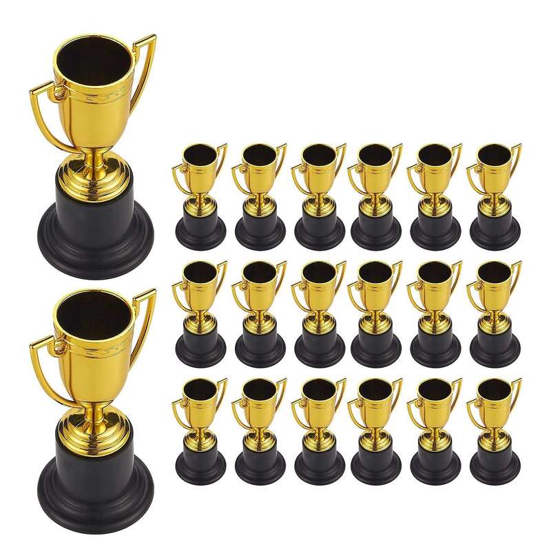 20pcs Mini Plastic Gold Cups for Party Children Early Learning Toys Prizes Children's Holiday Troph