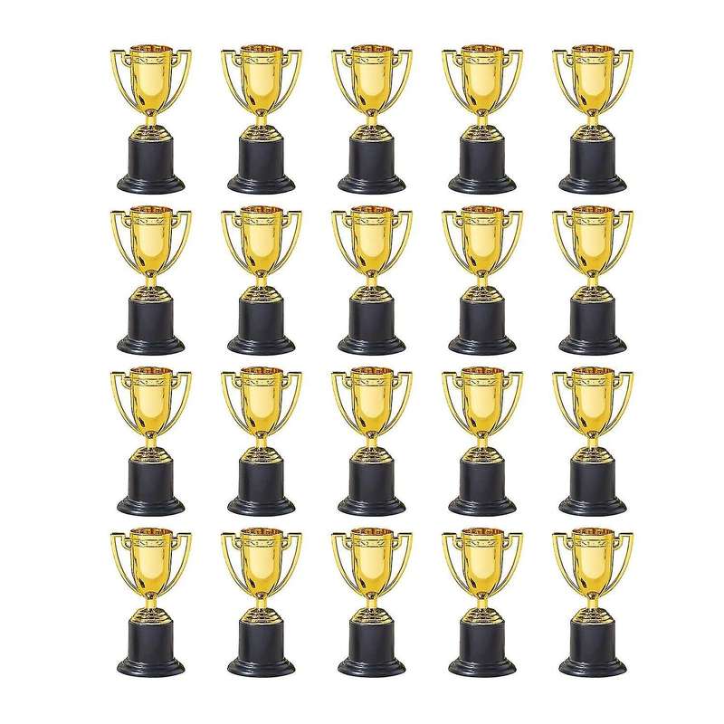 20pcs Mini Plastic Gold Cups for Party Children Early Learning Toys Prizes Children's Holiday Troph