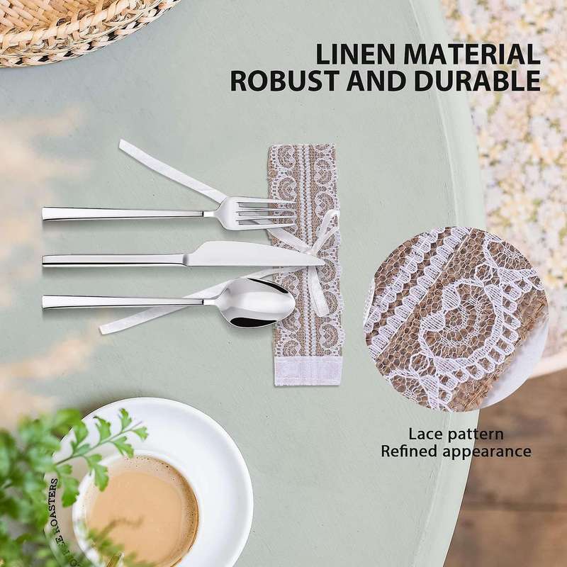 20Pcs Lace Napkin Ring Buckle,Natural Jute Table Chair Burlap Napkin Ring,Wedding Banquet,Party Deco