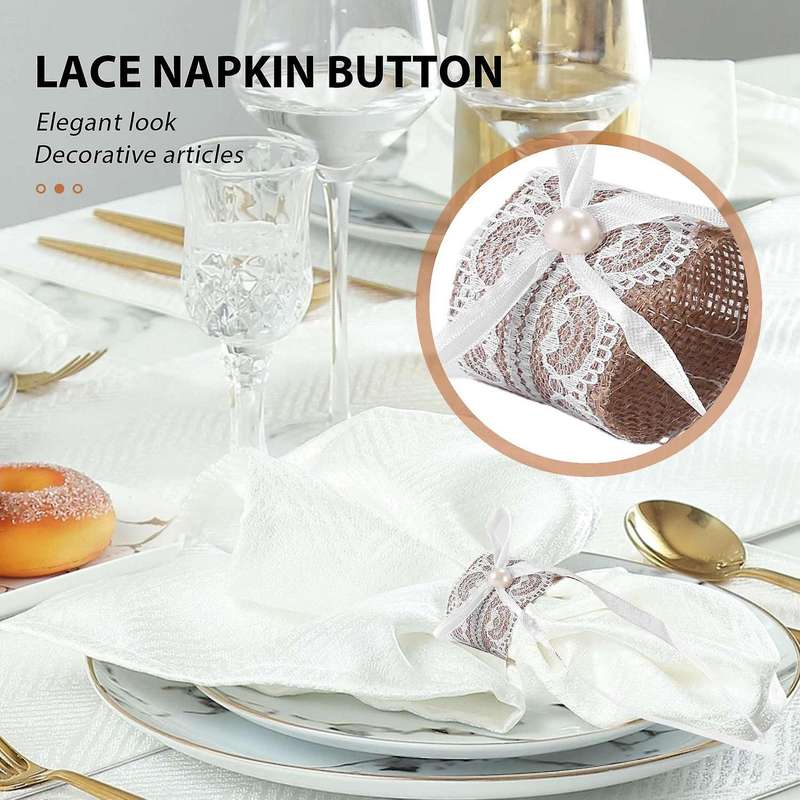 20Pcs Lace Napkin Ring Buckle,Natural Jute Table Chair Burlap Napkin Ring,Wedding Banquet,Party Deco