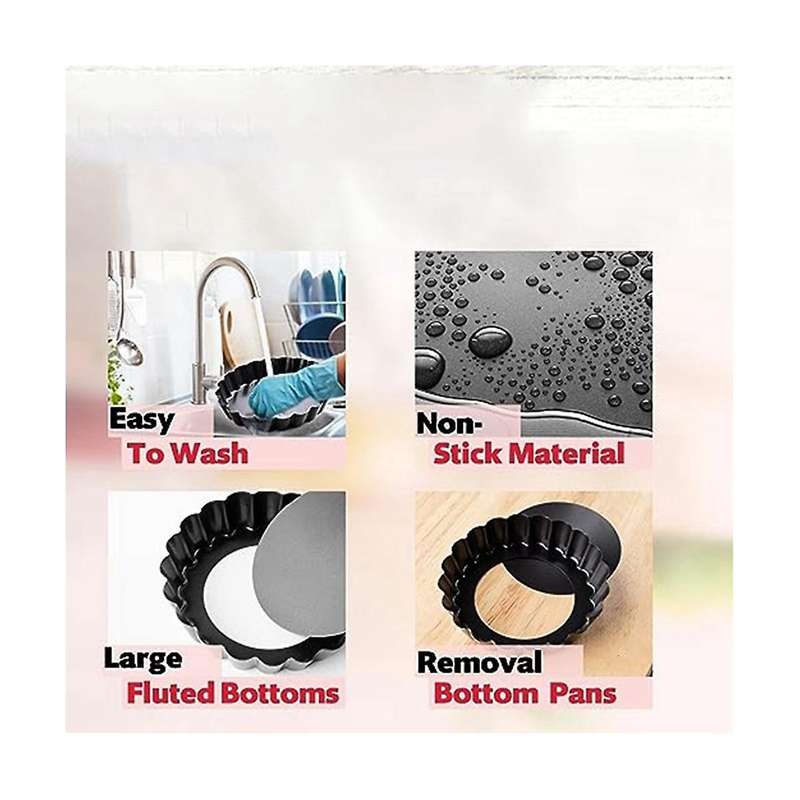 20pcs Mini Tart Pans with Removable Bottom Mold 4 Inch Round Non-stick Tart Pans Suitable for Cake,