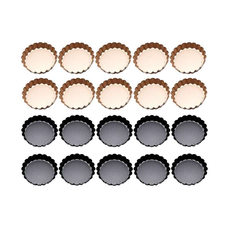20pcs Mini Tart Pans with Removable Bottom Mold 4 Inch Round Non-stick Tart Pans Suitable for Cake,