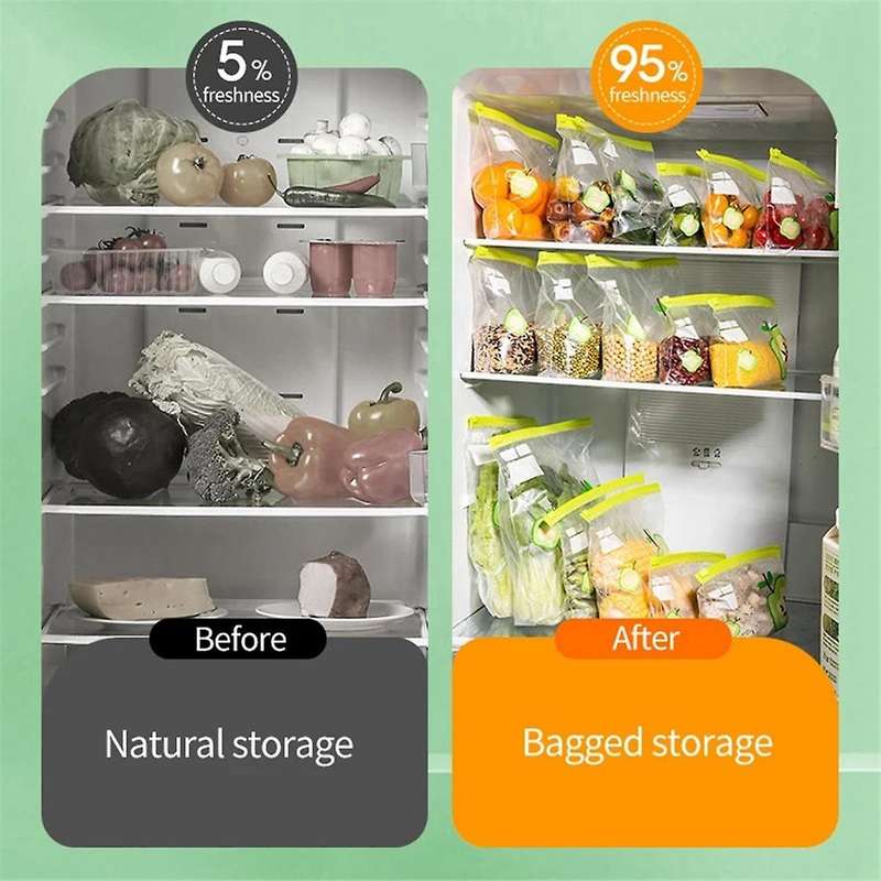 20Pcs Reusable Transparent Storage Bag -Keeping Bags Zip Lock Bag Food Grade Kitchen Organizer Free